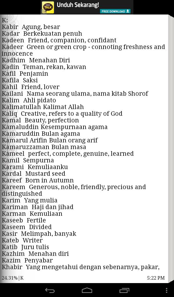 Koleksi Nama-Nama Indah Islam