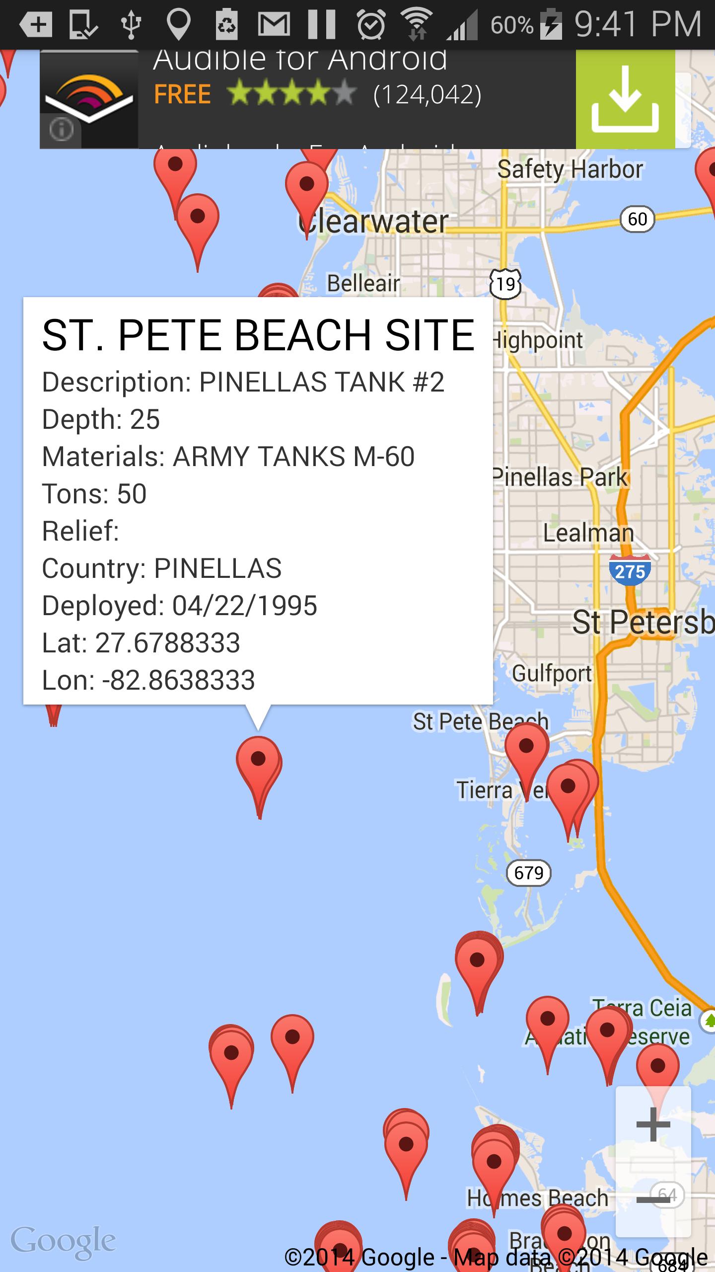 Florida Reef Fishing Scuba Map