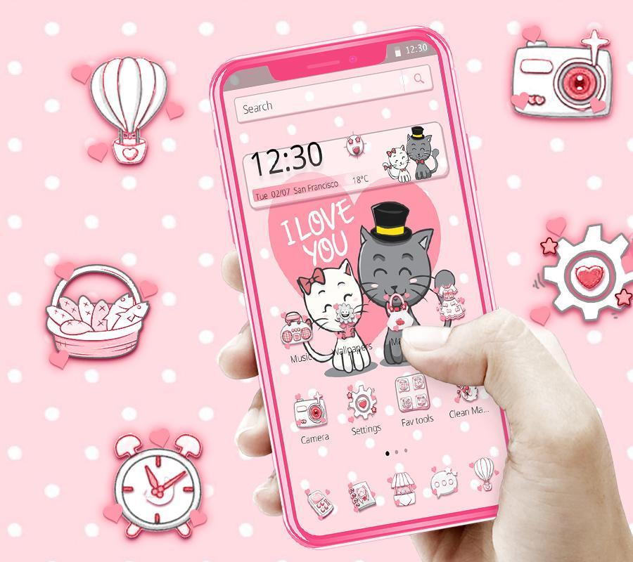 Pink Cute Kitty Couple Theme