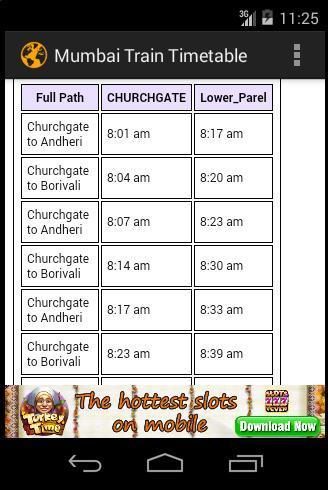 Mumbai Train Timetable