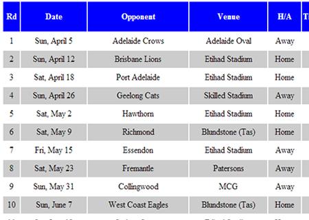 NMFC Footy Fixture 2022