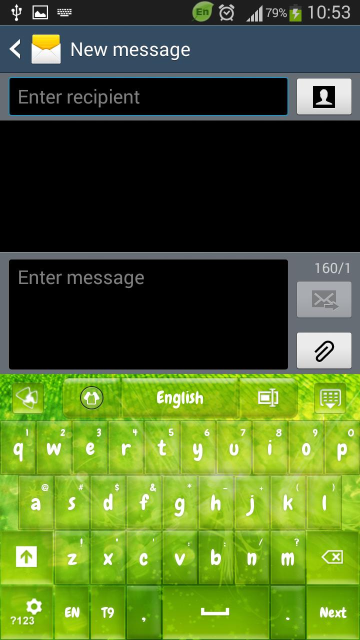 GO Keyboard Green Sparkle