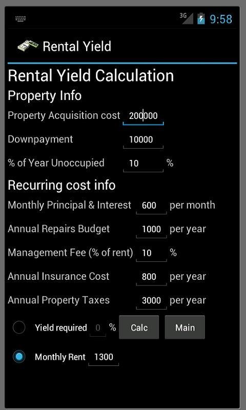 Rental Yield Calc