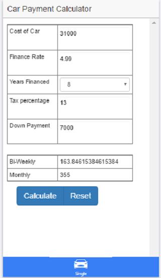 Simple Car Payment Calculator