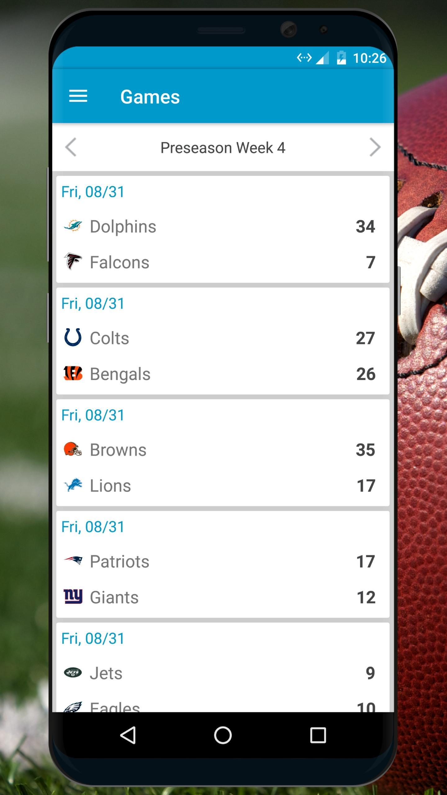 Football NFL 2018 Schedule, Live Score & Stats