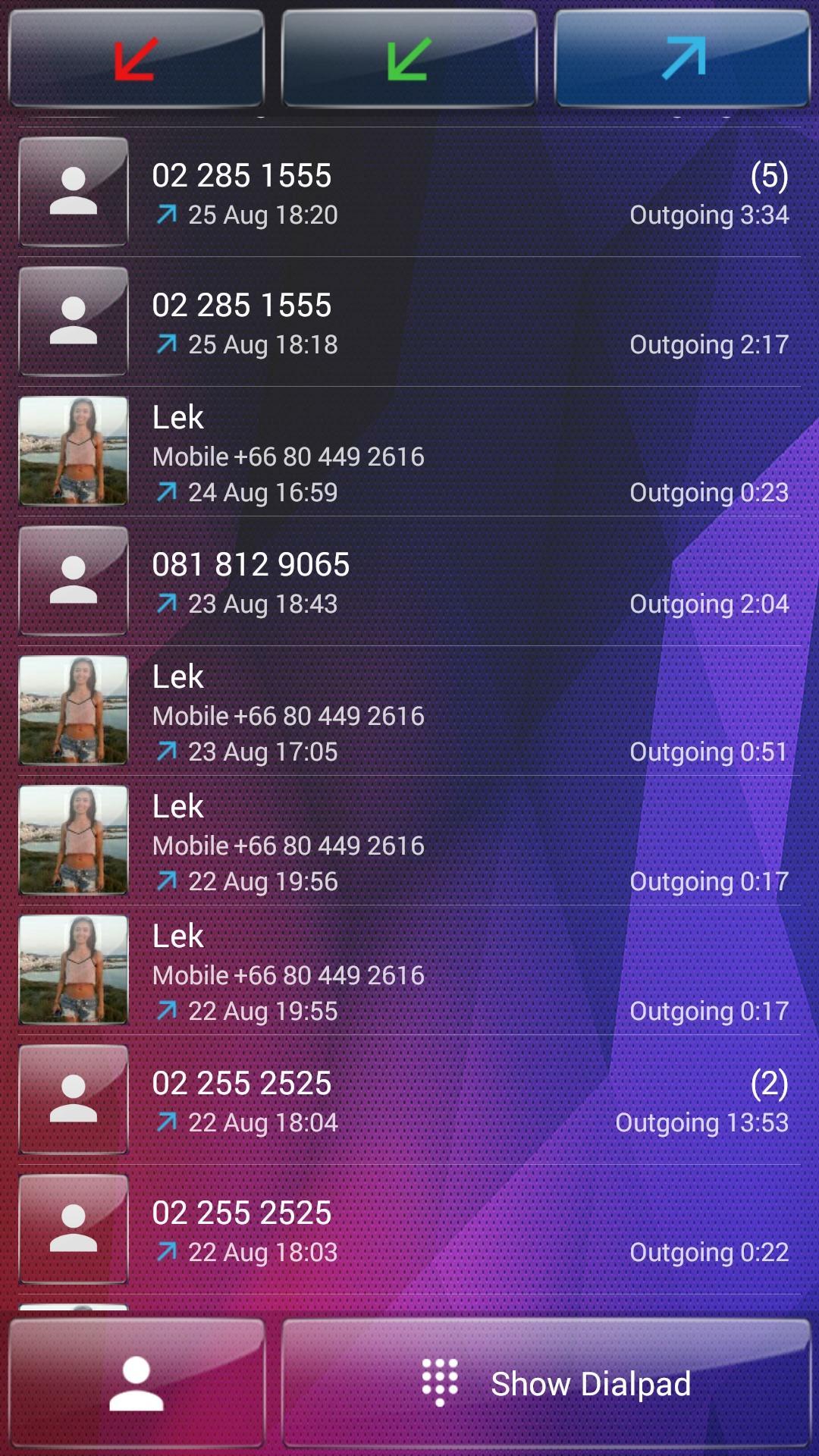 Dialer Theme Polygon Glass