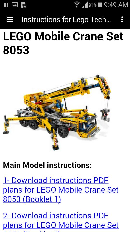 Instructions for Lego Technic