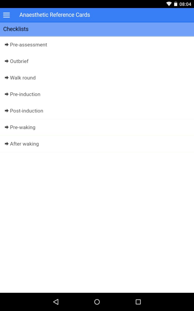 Anaesthetic Reference Cards