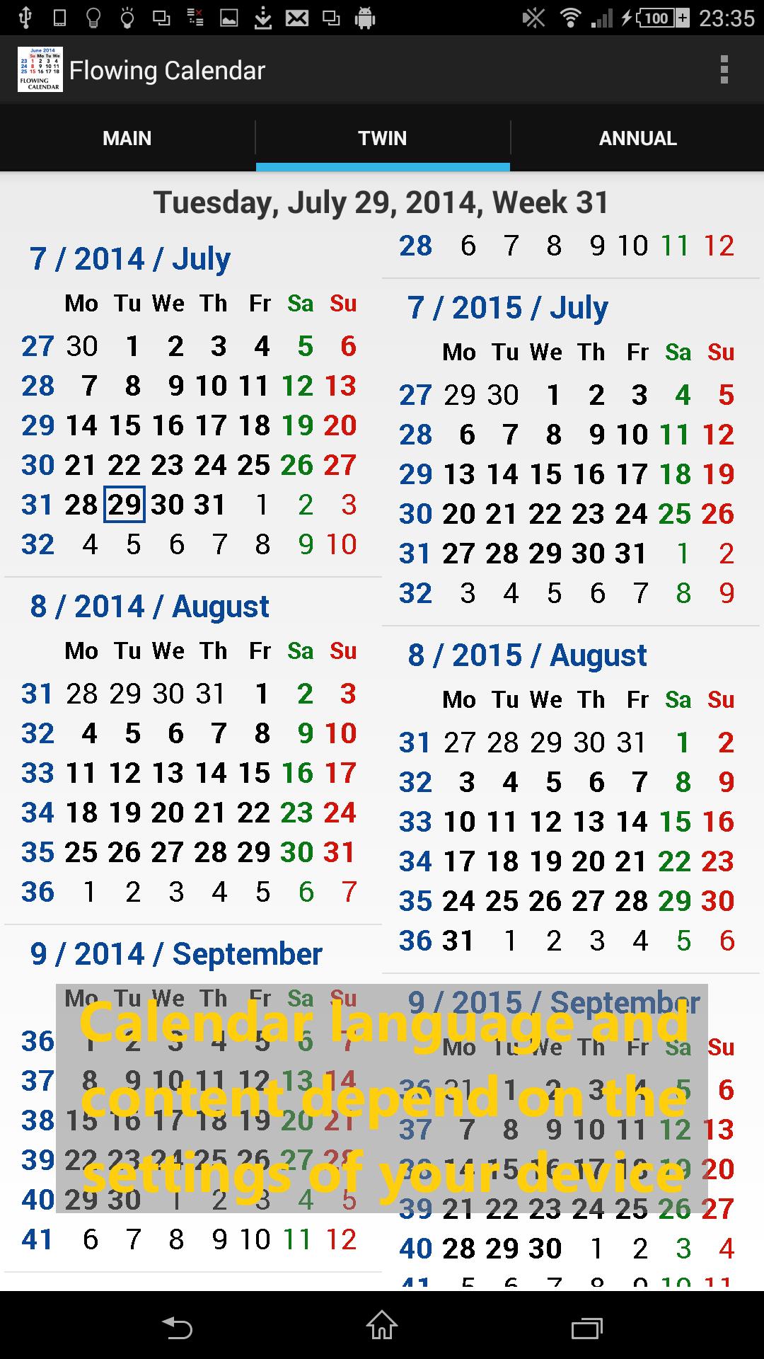 Flowing Calendar LITE