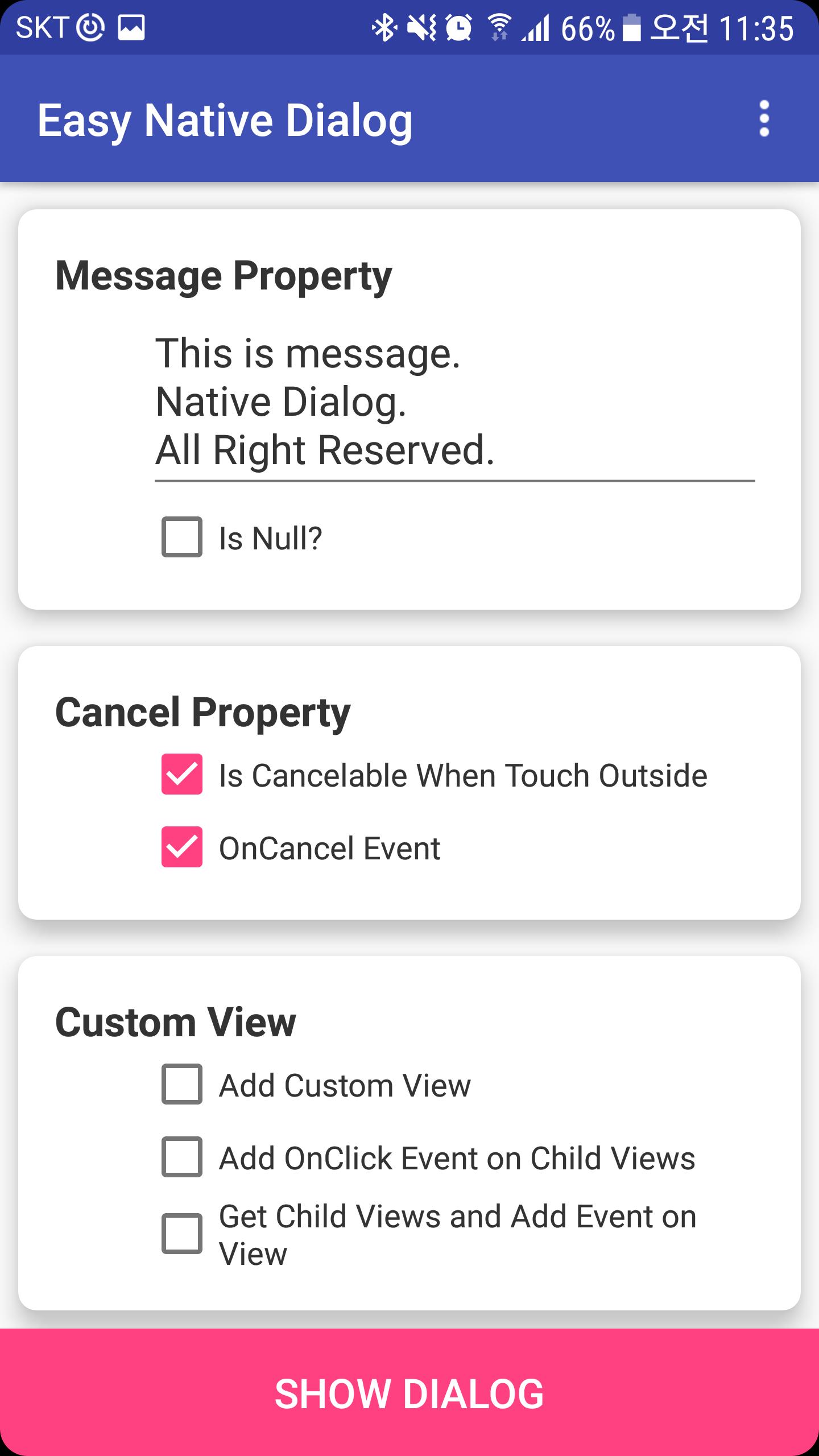 Easy Native Dialog(Android Ale
