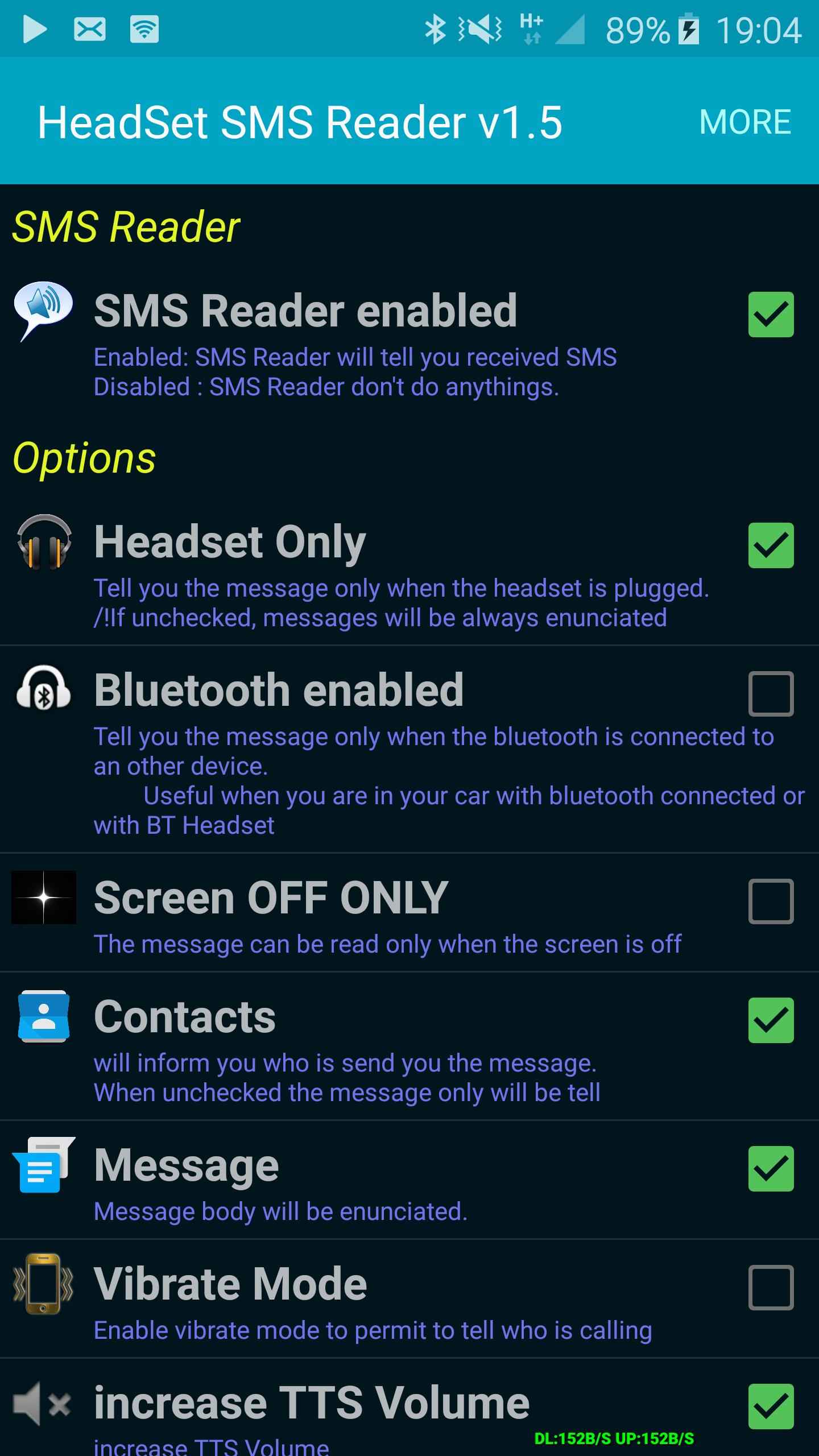 Headset SMS Reader