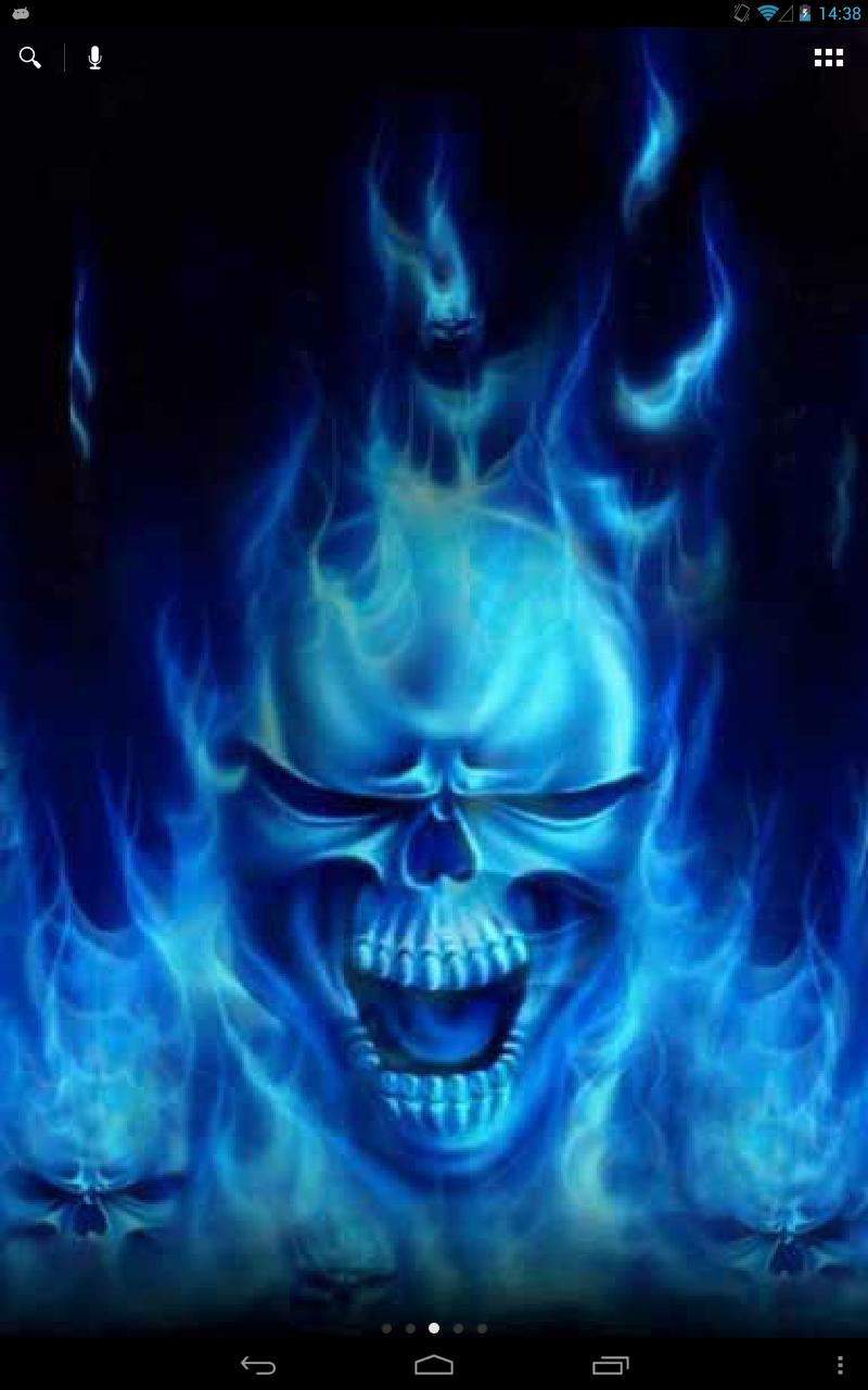 Skulls in a blue flame live wp