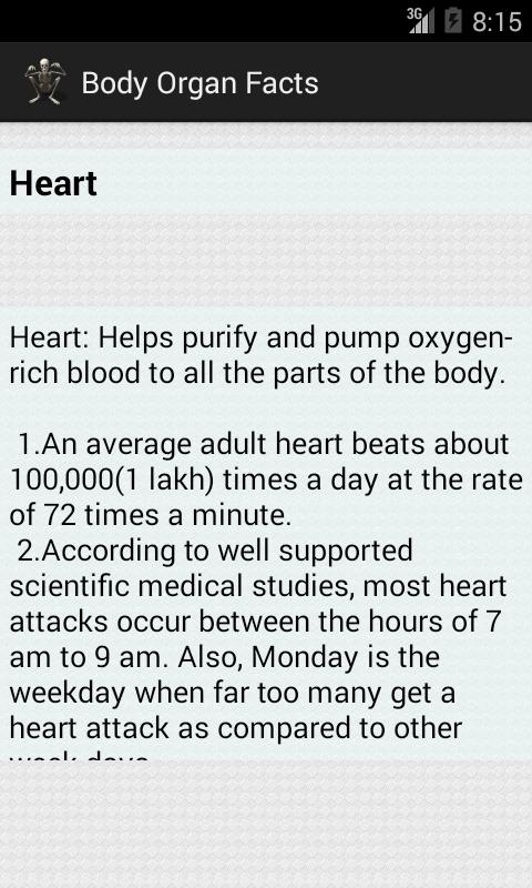 Body Organ Facts
