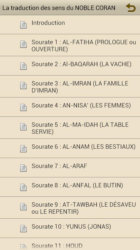 Traduction des sens du CORAN