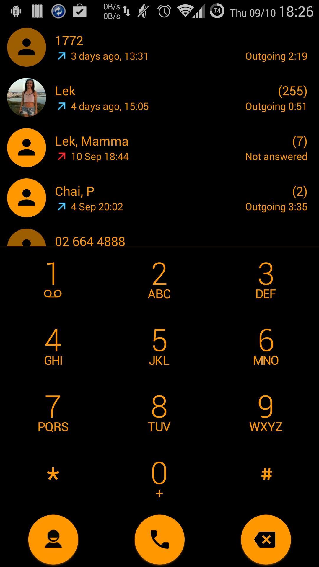 Dialer Theme Flat Black Orange