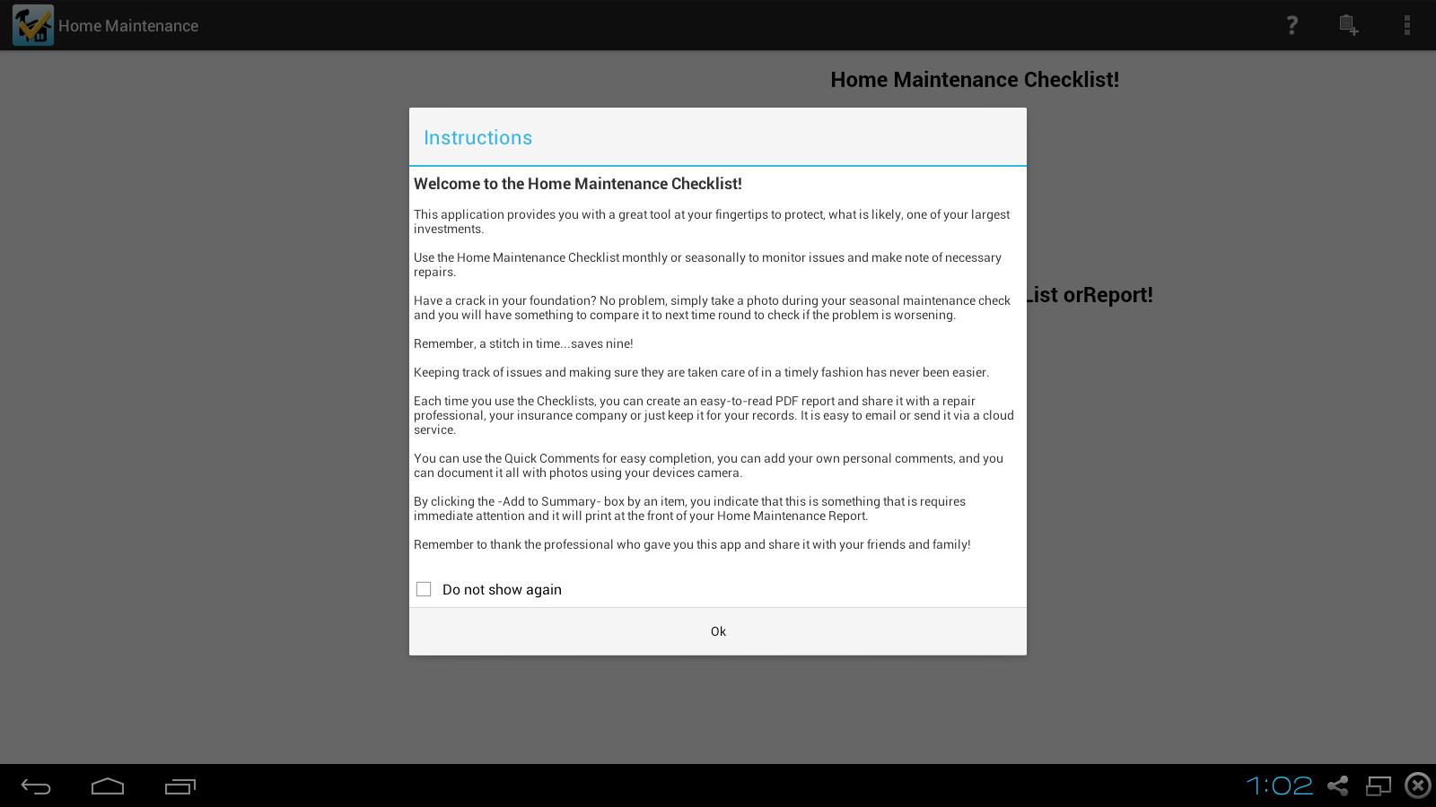 Home Maintenance Checklist