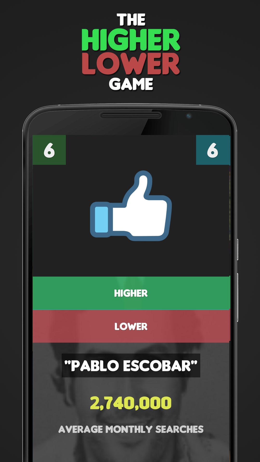 Higher Lower Game: Search