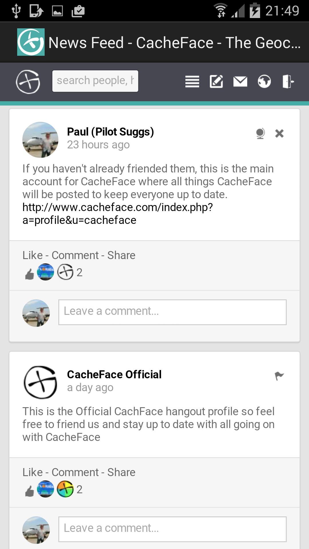 CacheFace Geocaching