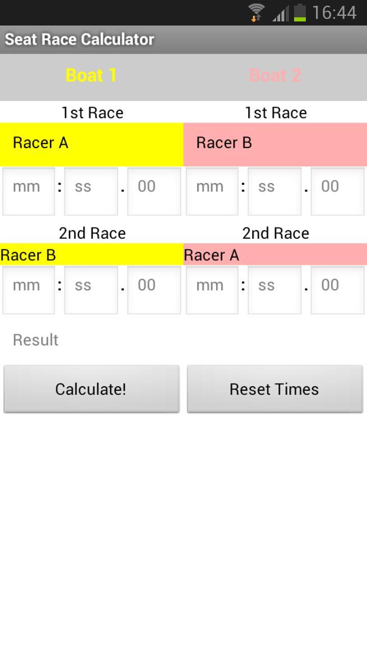 Rowing Seat Race Calculator