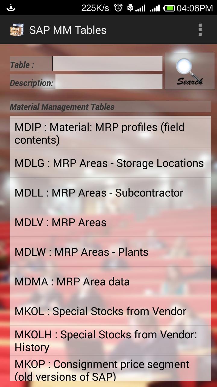 SAP MM Tables