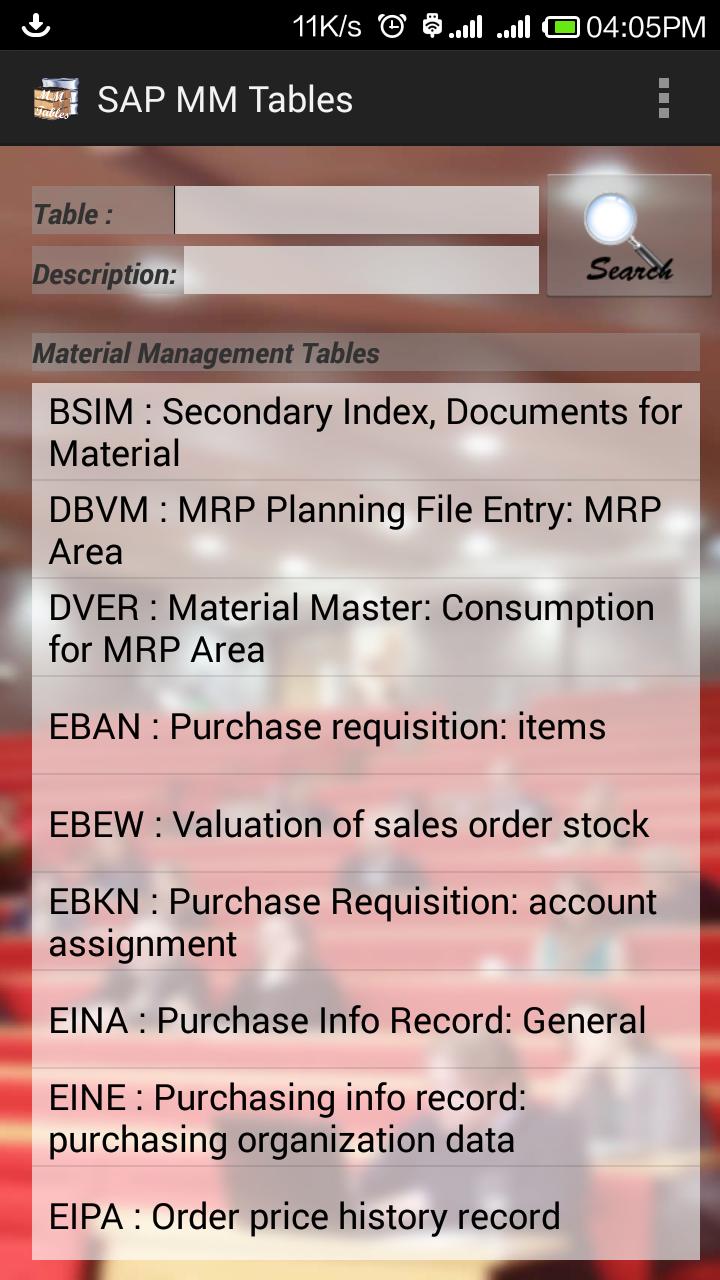 SAP MM Tables