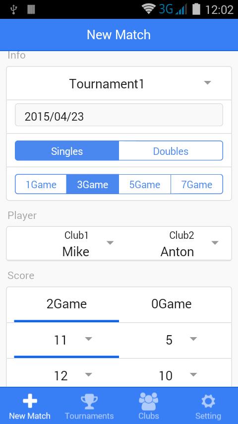 Table Tennis Match Log