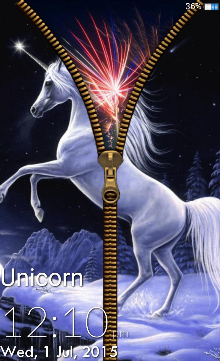 Unicorn Zipper Lock Screen