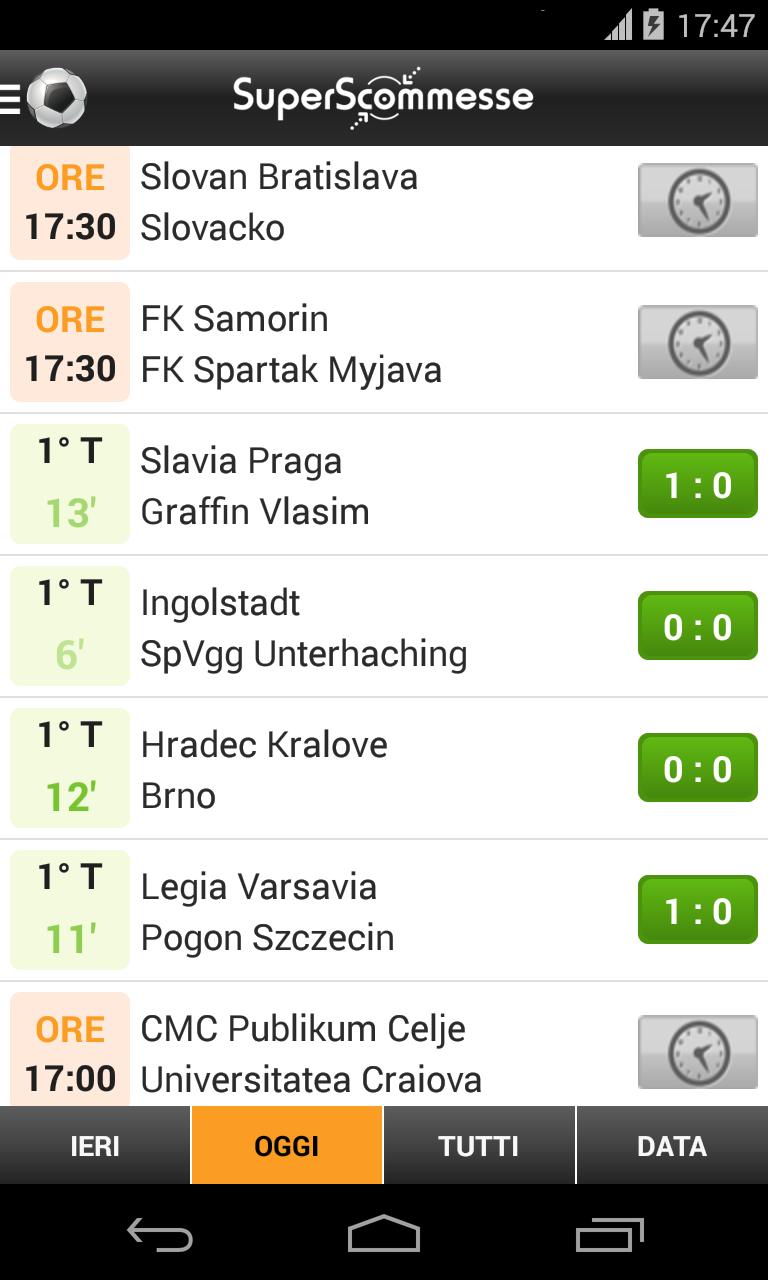 Risultati Live in Tempo Reale