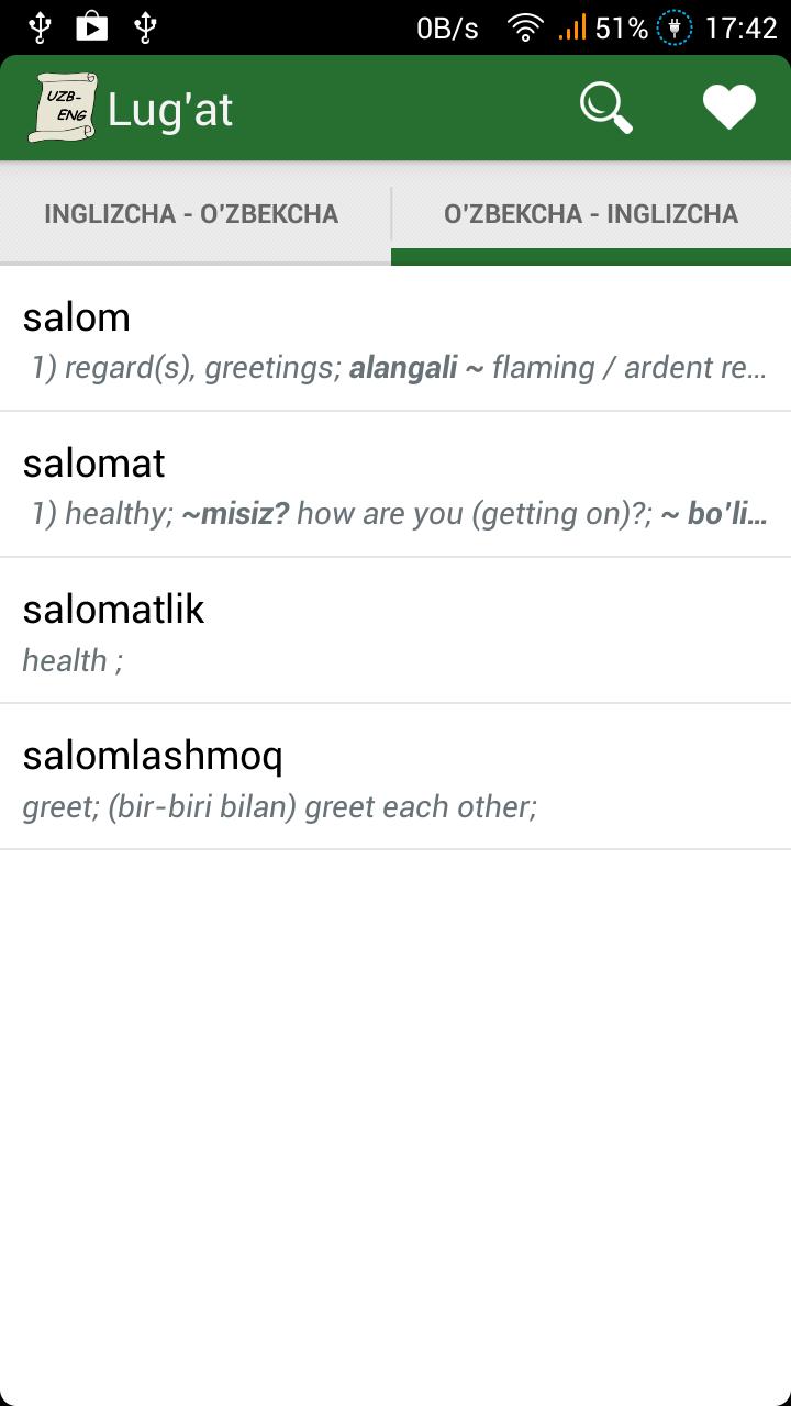O'zbekcha Inglizcha Lug'at