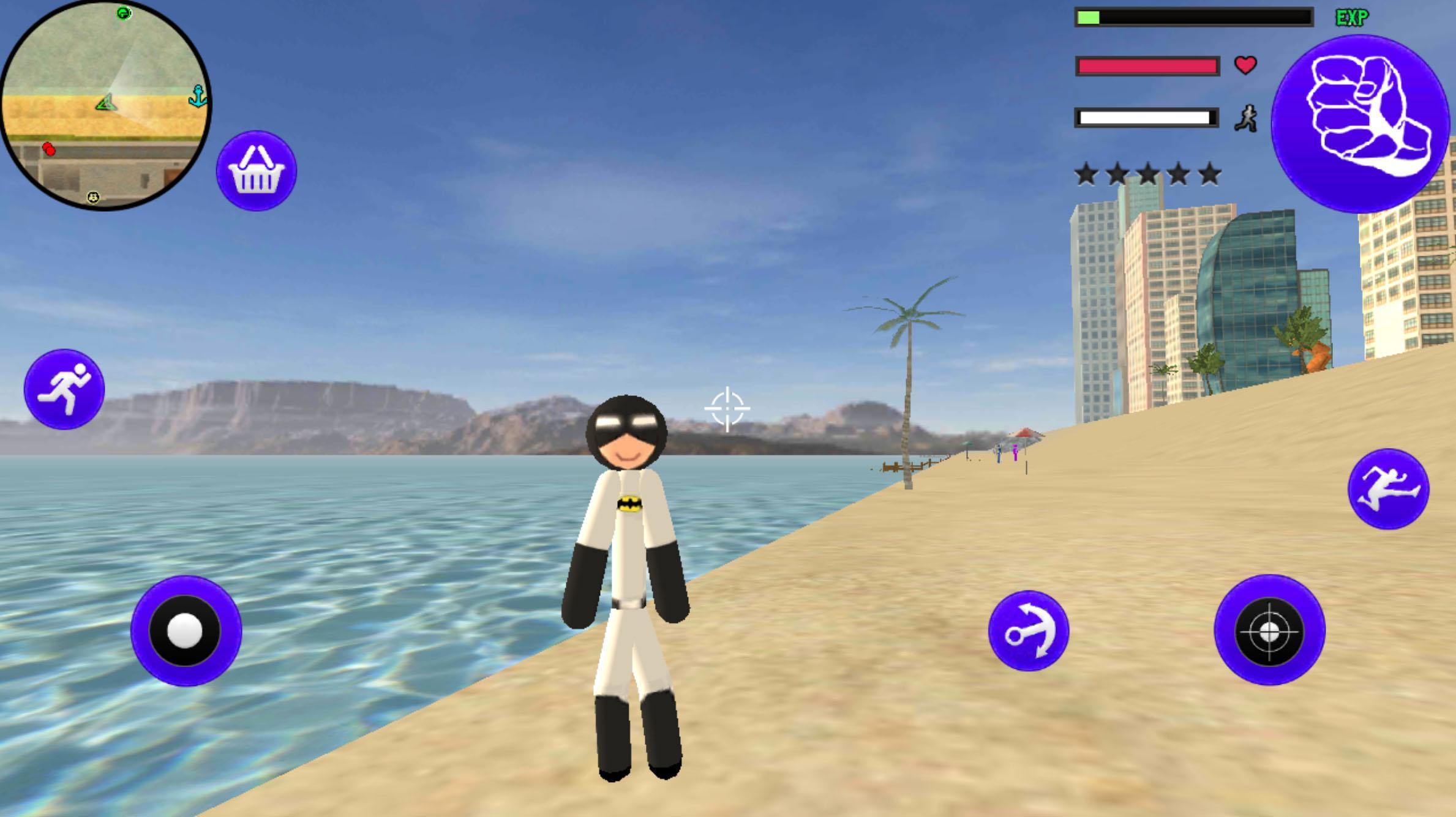 Dark Knight Bat Stickman Rope Hero Gangstar Crime